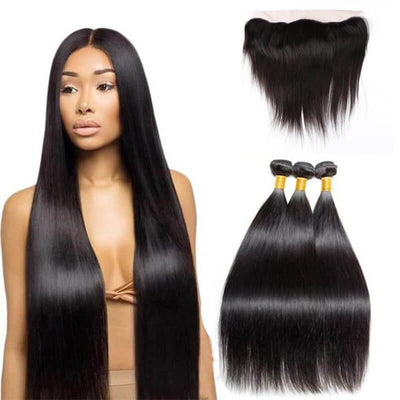 Peruvian remy hair weaving bundles with a 13x4 lace frontal - zsfwigs