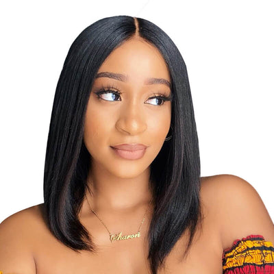 150% density Brazilian 13x4 bob lace front wig middle part