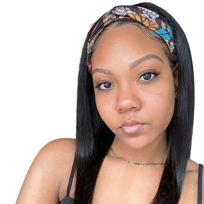 150% density Brazilian glueless headband human hair wig