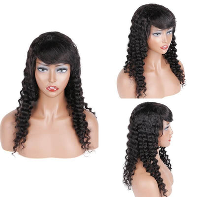 Brazilian glueless long human hair wig deep wave 130% density - zsfwigs