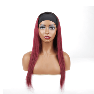 1B/99J Brazilian glueless headband human hair wig 150% density