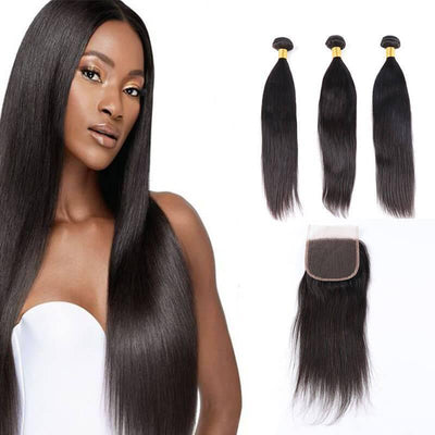 Malaysian remy human hair bundles with closure 4pcs lot - zsfwigs