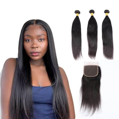 Peruvian human hair 3 bundles with 4x4 closure - zsfwigs